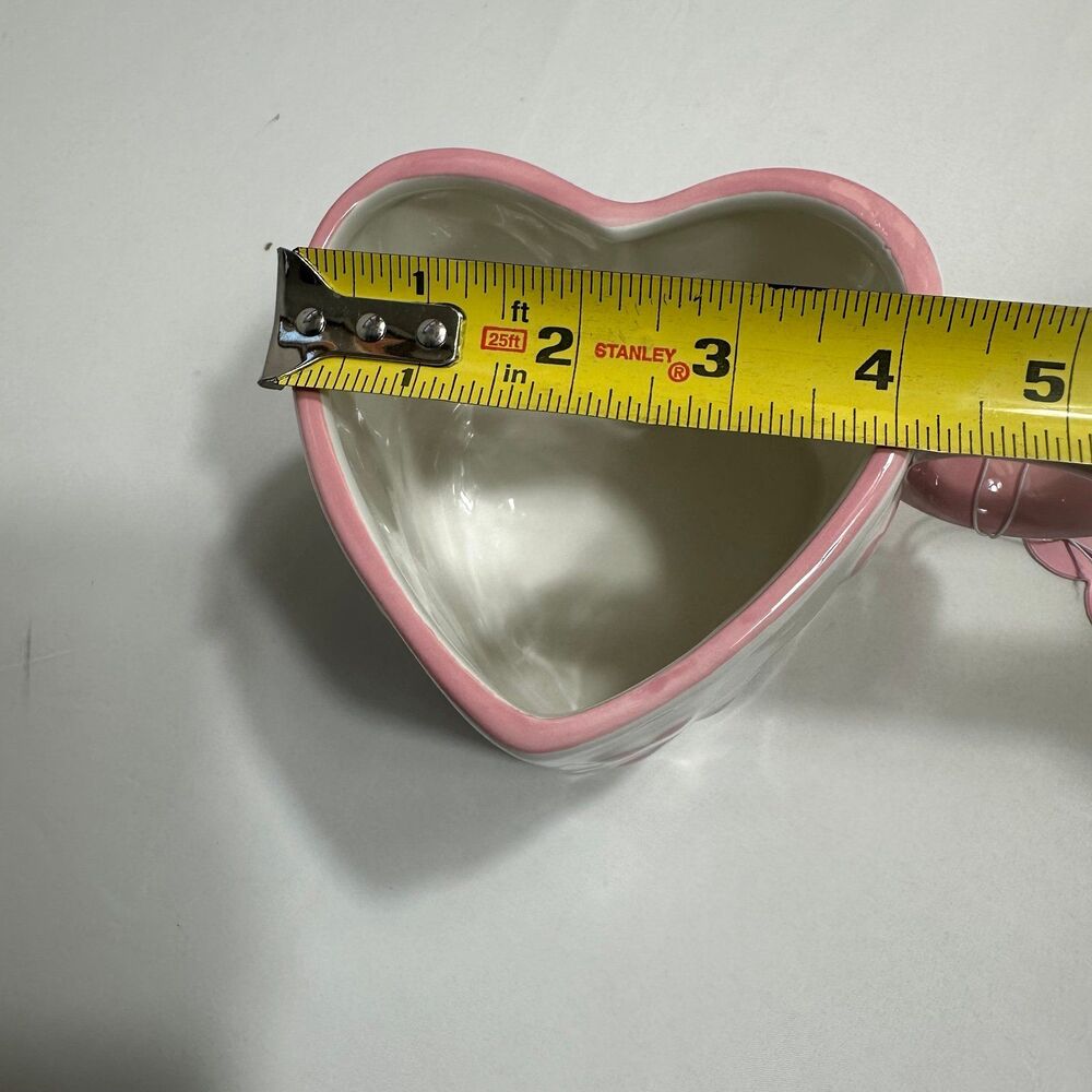 Heart Shape Pink/ White Ceramic Coffee Tea Mug, Painted by Hand 18OZ - Lot of 2 - Picture 8 of 12